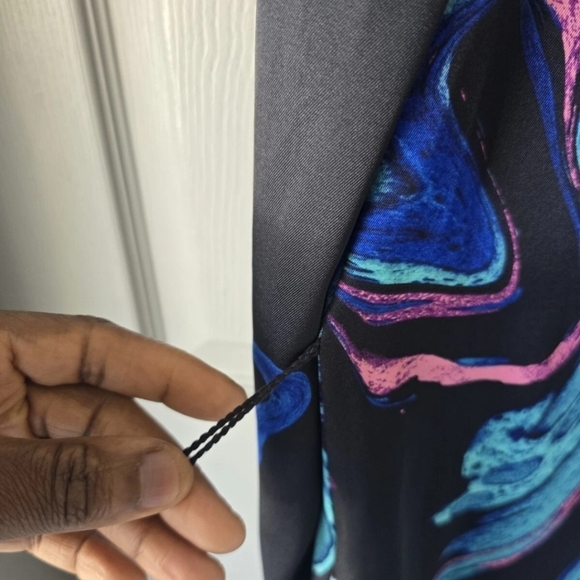 Inc International Satin Shirt Dress XS Women Button Up Pockets Colorful No Belt - Picture 9 of 14